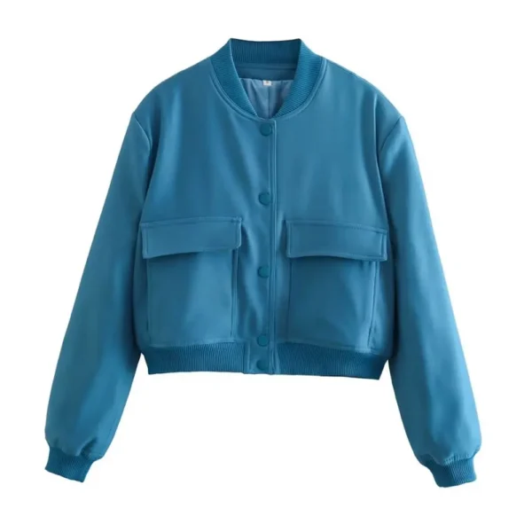 Vintage Bomber Jacket with Pockets – Chic Long Sleeve Casual Outerwear - Image 13