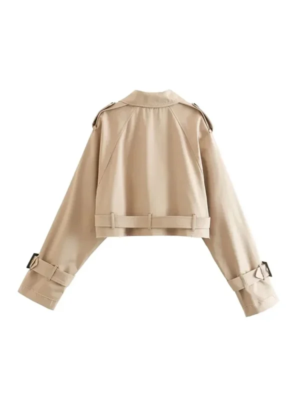 Vintage Belted Cropped Trench Coat – Soft Spring Street Style - Image 3