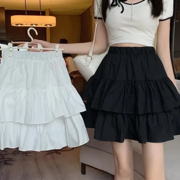 Sweet Pleated A-Line Skirt – Ruffled Tiered Summer Style - Image 2