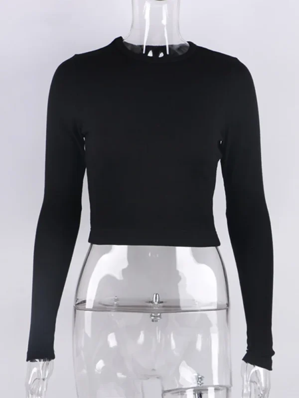 Ribbed Long-Sleeve Cropped Top – Casual Spring Basics - Image 4