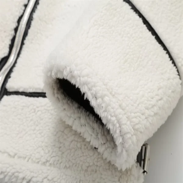 Contrast Color Plush Jacket – Cozy Lamb Wool One-Piece for Autumn - Image 11