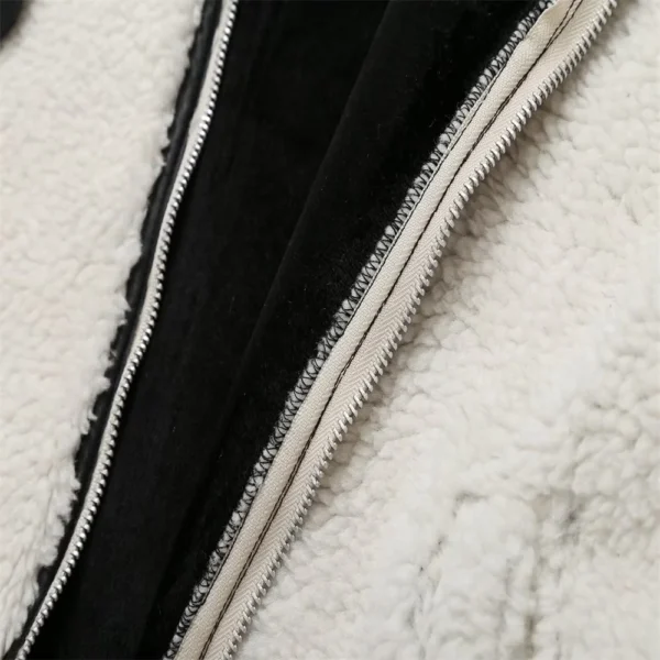 Contrast Color Plush Jacket – Cozy Lamb Wool One-Piece for Autumn - Image 13