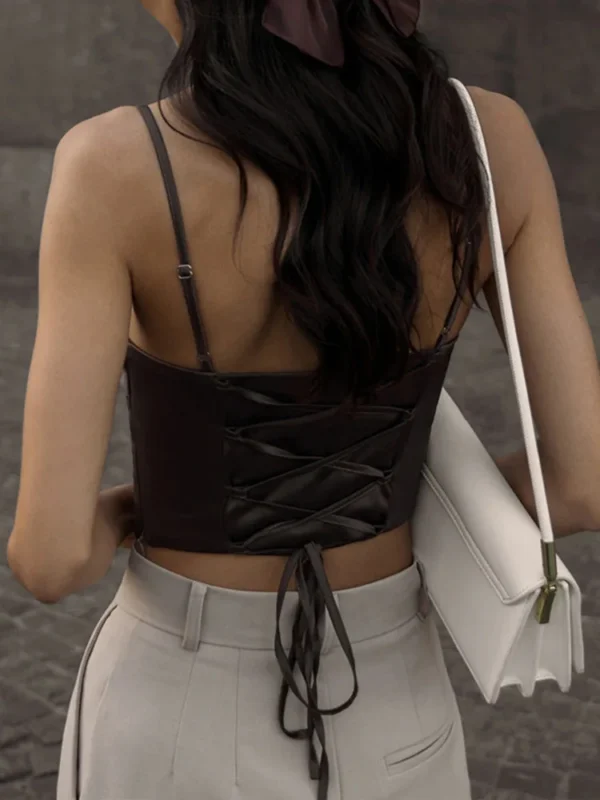Lace-Up Backless Spaghetti Strap Crop Top – Elegant Summer Vibes - Image 4