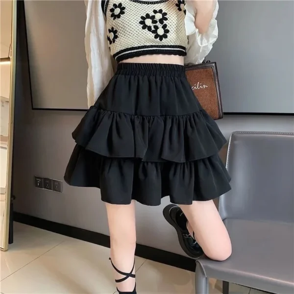 Sweet Pleated A-Line Skirt – Ruffled Tiered Summer Style - Image 3