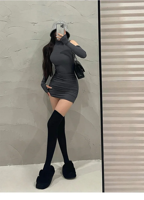 Lace-Up Pleated Mini Dress – Sleeveless High Neck Autumn Elegance - Image 21