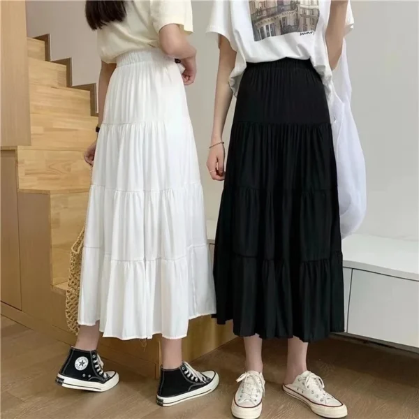 Vintage High-Waist A-Line Skirt – Chic Patchwork Spring & Summer Style - Image 6