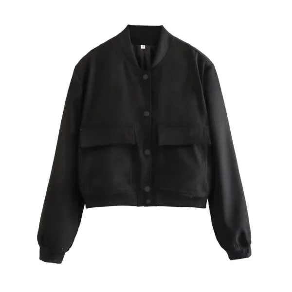 Vintage Bomber Jacket with Pockets – Chic Long Sleeve Casual Outerwear - Image 12