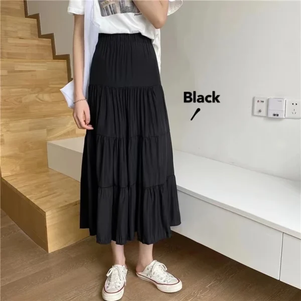 Vintage High-Waist A-Line Skirt – Chic Patchwork Spring & Summer Style - Image 4