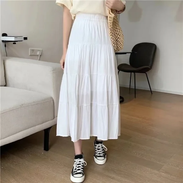 Vintage High-Waist A-Line Skirt – Chic Patchwork Spring & Summer Style