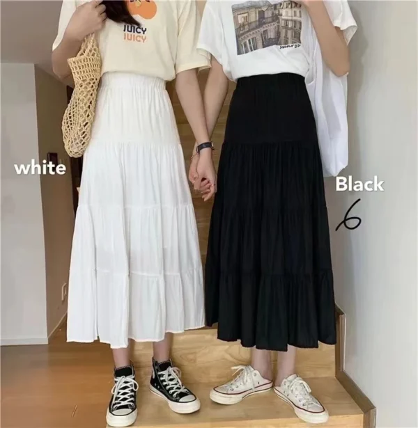 Vintage High-Waist A-Line Skirt – Chic Patchwork Spring & Summer Style - Image 5