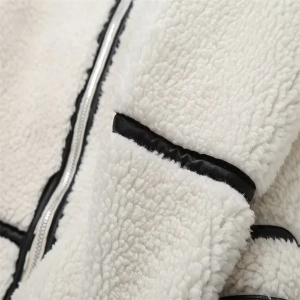 Contrast Color Plush Jacket – Cozy Lamb Wool One-Piece for Autumn - Image 12