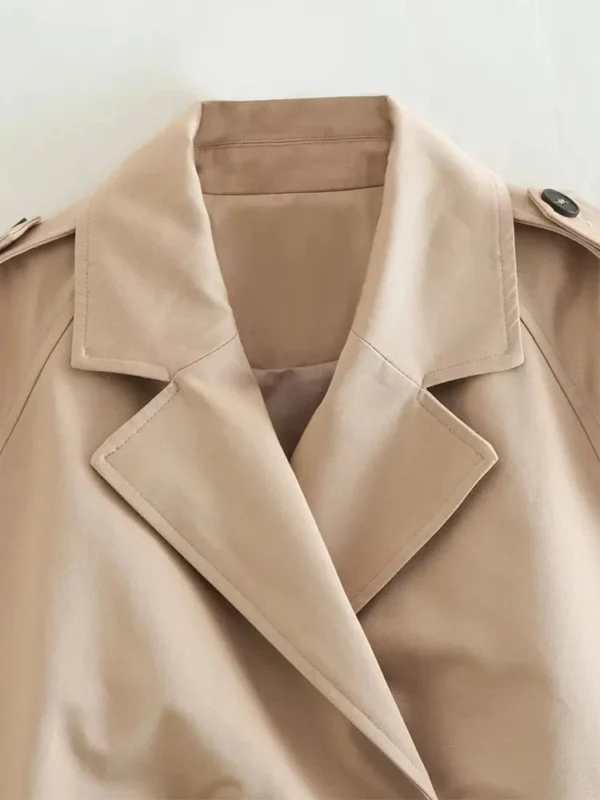 Vintage Belted Cropped Trench Coat – Soft Spring Street Style - Image 4