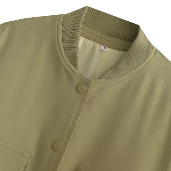 Vintage Bomber Jacket with Pockets – Chic Long Sleeve Casual Outerwear - Image 20