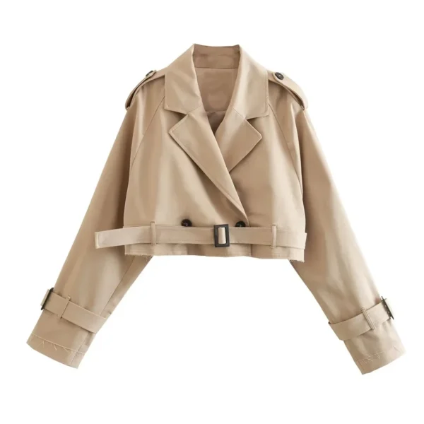 Vintage Belted Cropped Trench Coat – Soft Spring Street Style - Image 6