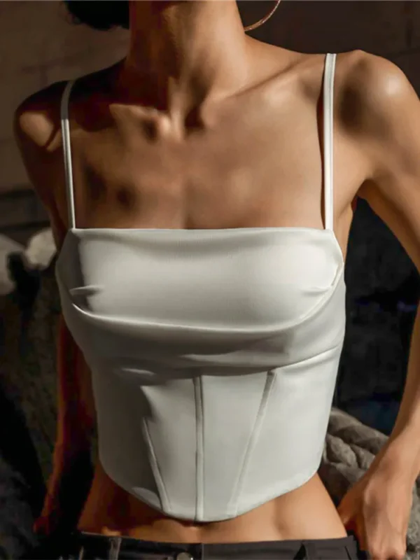 Lace-Up Backless Spaghetti Strap Crop Top – Elegant Summer Vibes