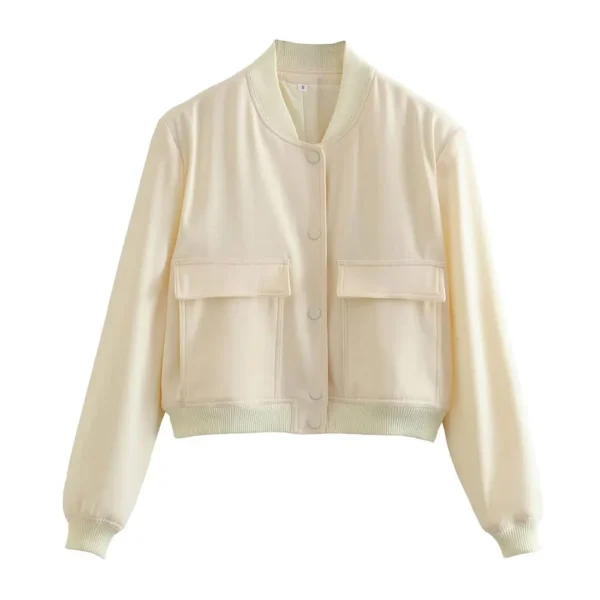 Vintage Bomber Jacket with Pockets – Chic Long Sleeve Casual Outerwear - Image 14