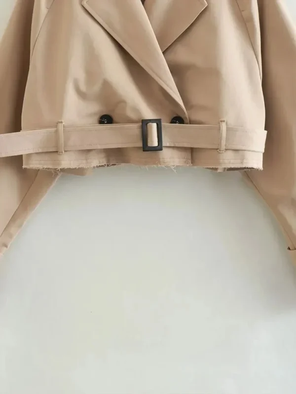 Vintage Belted Cropped Trench Coat – Soft Spring Street Style - Image 5