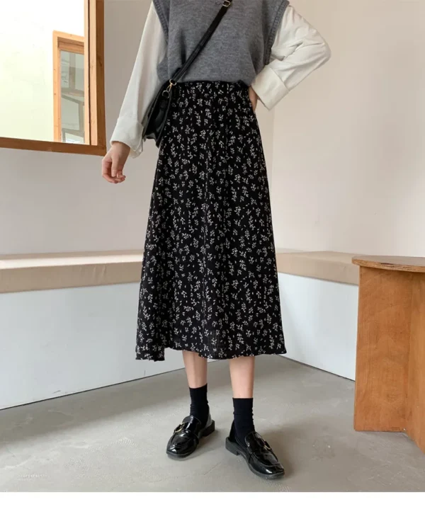 Vintage Pastel Floral Pleated Midi Skirt – Soft Girl Aesthetic - Image 11